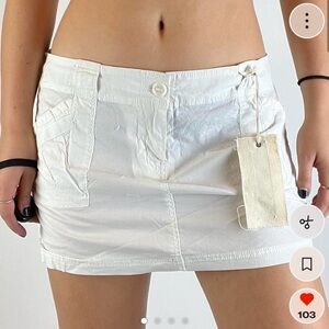 White Y2K Cargo Micro Skirt